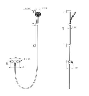 Смеситель для душа с гарнитуром Wonzon & Woghand WW-4570-CR хром